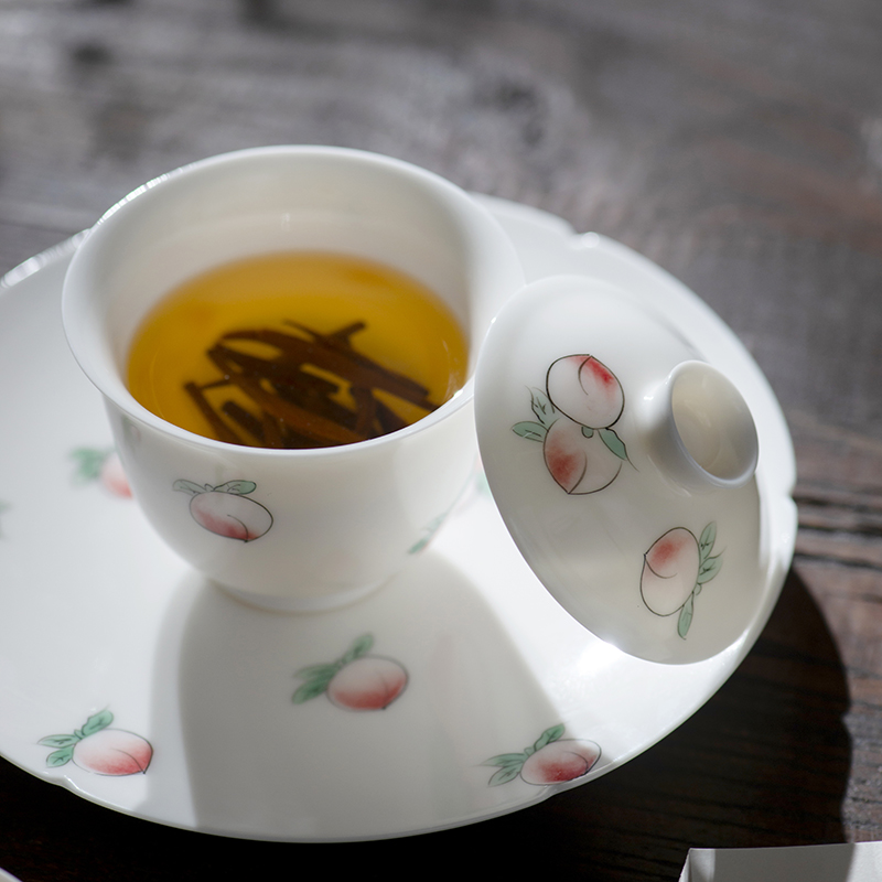 Thousand red hand made white porcelain up tureen tea sets with pot bearing kongfu tea ceramic little teapot belt drive home