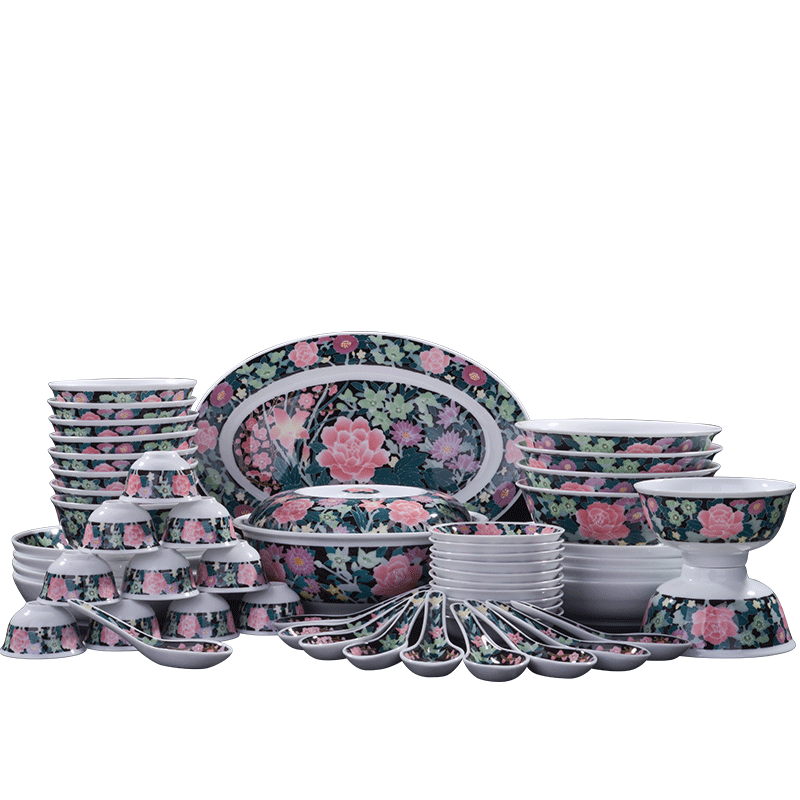 Next thousand red up with glaze color full Chinese ceramic dishes household hand - made tableware tableware people combined packages