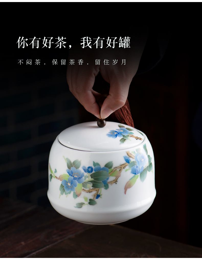 Next thousand red up with glaze color caddy fixings ceramic seal cylinder storage tanks moistureproof large household pu 'er tea gift boxes