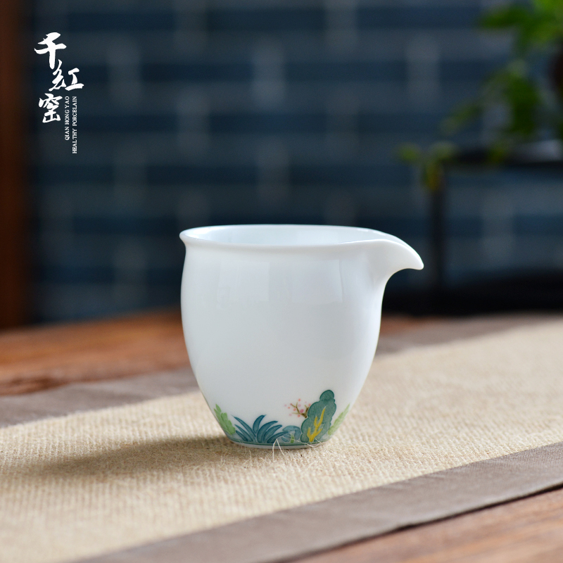 Thousand red up hand - made ceramic fair keller heat thin tire white porcelain tea tea machine is kung fu tea accessories tea sea