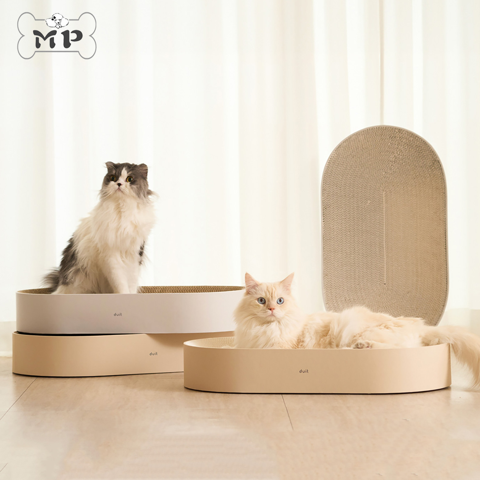 韩国DUIT防滑超大猫抓板宠物猫睡眠磨爪板棕色米色边可选