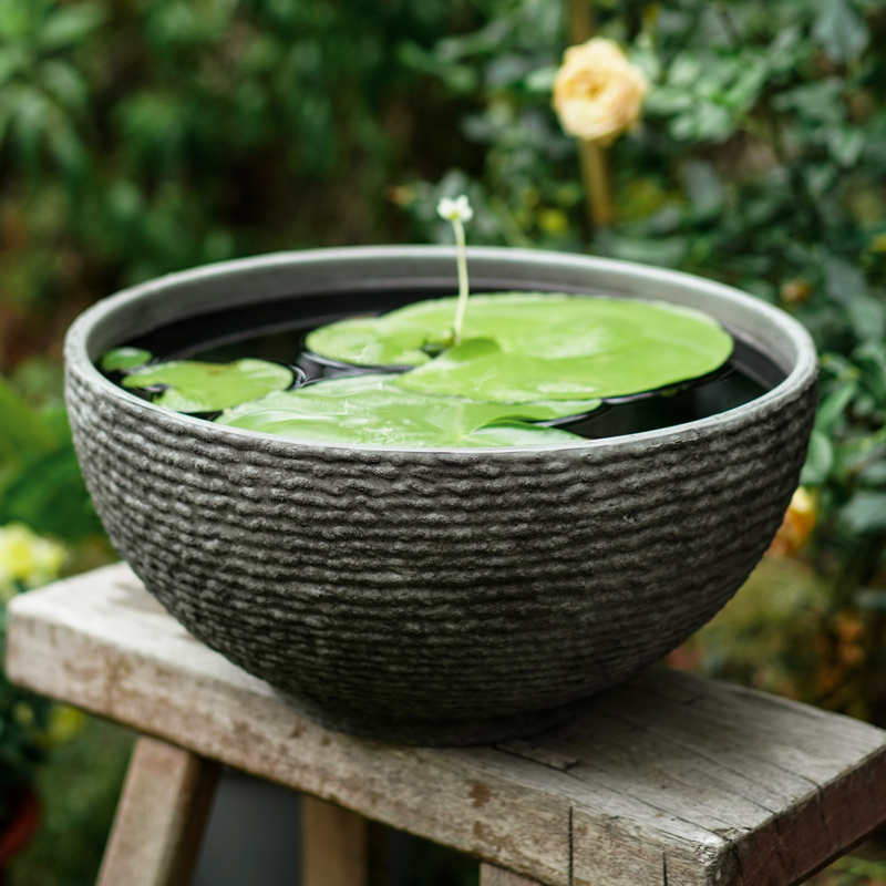 Imitation cement resin flower pot creative personality flower cylinder sleeping lotus pot lotus flower pot water cylinder bowl lotus water peter large number courtyard