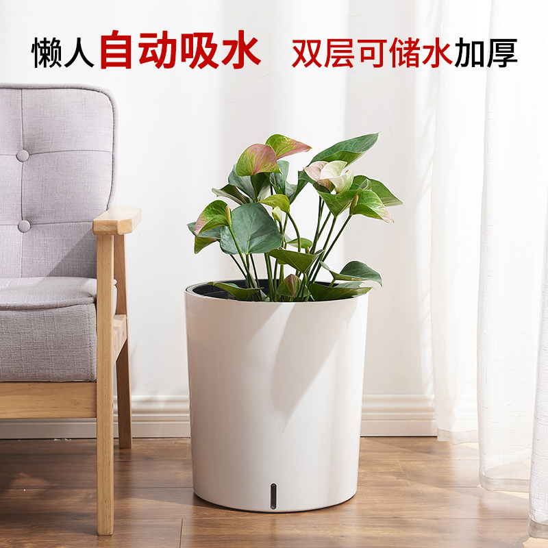 Nordic minimalist round landing large number of flower pots living-room bedrooms Automatic suction gold Grippot of water storage creative individuality