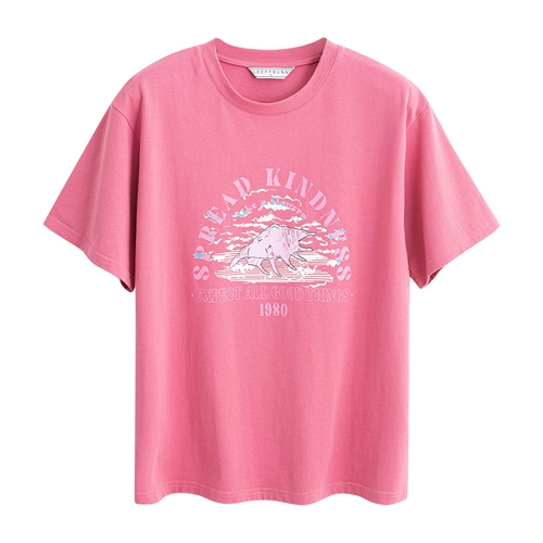 瞌睡兔 Летняя модная хлопковая футболка, свободный крой