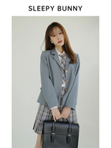 Sleeping rabbit top student gold buckle wide fabric small suit uniform short jk black jacket female design sense minority