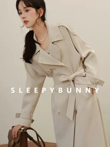 瞌睡兔 Белое осеннее пальто, куртка, плащ, в британском стиле, свободный крой, подходит для подростков