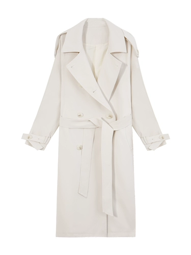 瞌睡兔 Белое осеннее пальто, куртка, плащ, в британском стиле, свободный крой, подходит для подростков