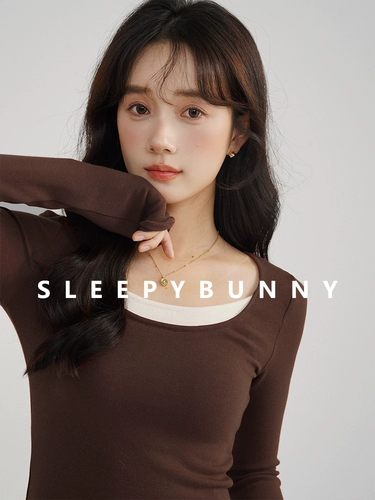 瞌睡兔 Комплект, весенний милый приталенный трикотажный лонгслив, подходит для подростков