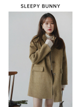 Sleeping rabbit temperament resistant to look at a little lapel double-sided coat womens long sheep wool coat gentle
