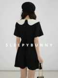 瞌睡兔 Черное платье, корсет, кукла, мини-юбка, подходит для подростков, французский стиль, кукольный воротник, А-силуэт