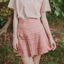 Sleepy rabbit custom pink plaid pleated skirt a short high waist skirt summer female 2019 New