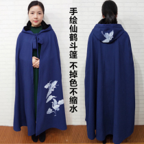 Wudang mountain road robe plus velvet linen cloak winter warm cloak mantle cloak crane jacket