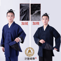 Wuang Dao Gown Road Sermon Linen Plus Cotton Padded Cotton Padded Jacket Spring Autumn Thickened Triple Treasure Collar Road Suit Men And Womens Coveted Road Clothes