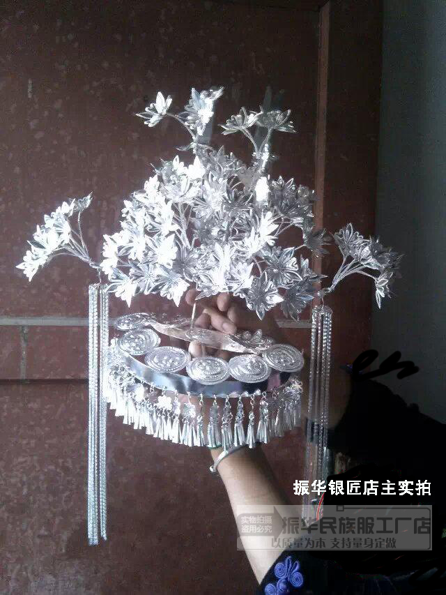 Miao Clothing Silver Jewelry Headwear Stage Performance Clothing Silver Hat Star Song Zu Yingmin Ancestral Silver Head Accessories