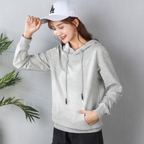 Cotton short sweatshirt ladies white thin spring 2021 New hoodie high-end foreign-style pullover long sleeve