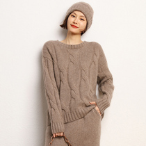 100% cashmere sweater womens pullover round neck autumn and winter new thickened pure cashmere bottoming shirt short knitted sweater