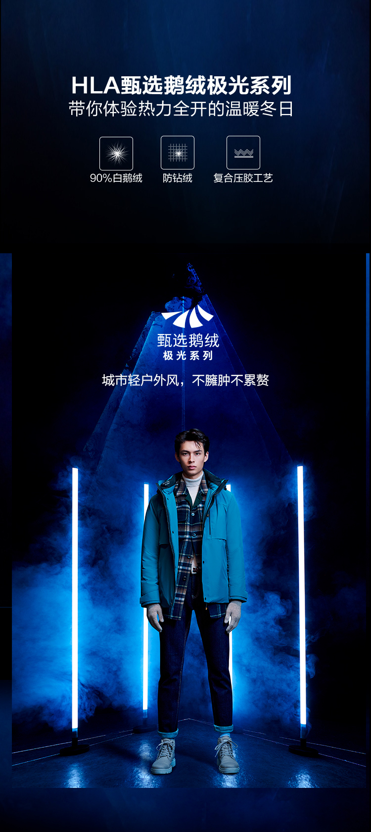 HLA/海澜之家 周杰伦同款 男士90%鹅绒连帽羽绒服 图3