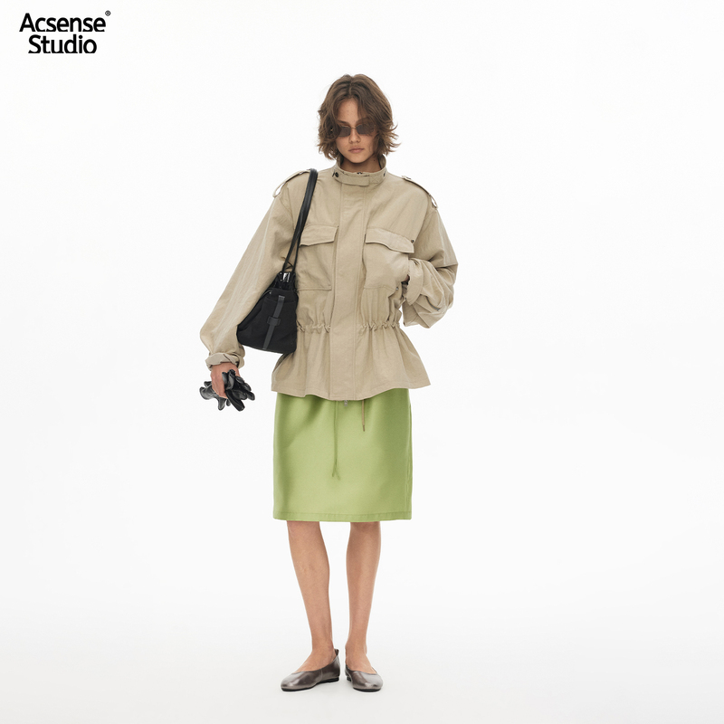 【08.23 New Product】Acsense Studio American-Style Stand-Up Collar Zipper Drawstring Functional Workwear Jacket 【08.23 New Product】Acsense Studio American-Style Stand-Up Collar Zipper Drawstring Functional Workwear Jacket