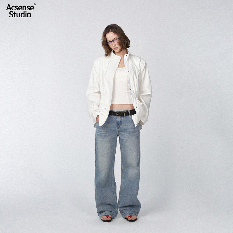 Acsense Mid-Rise Vintage Washed Whiskered Turkish Straight-Leg Jeans