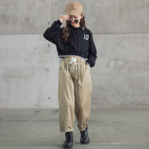 Zhongda childrens autumn suit sportswear 2021 new childrens long-sleeved lapel polo shirt casual trousers two-piece set