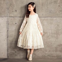 2021 autumn girls foreign style super fairy lace dress mesh large skirt long sleeve girl dream sweet long skirt