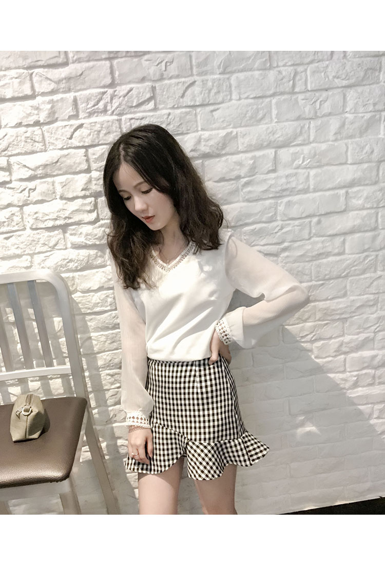 150 cm ngắn nhỏ cộng với kích thước nhỏ XS đuôi cá váy 2018 mùa hè lá sen váy váy kẻ sọc màu đen và trắng chân váy kaki