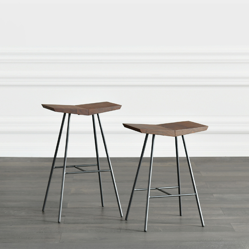 JOLOR imported Italian modern simple North American black walnut PHIL solid wood bar stool