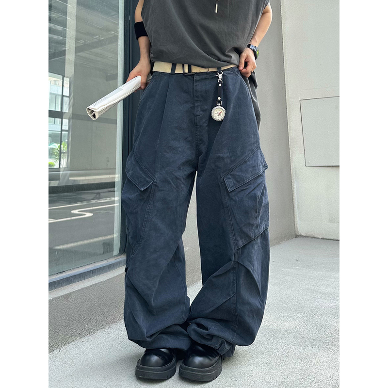 Xbro American Retro Multi-Pocket Loose High-End Slimming Deconstructed Pleated Wide-Leg Scimitar Cargo Pants Casual Pants Bf