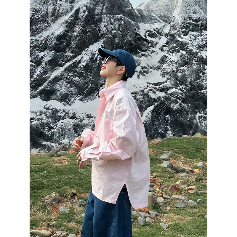 Xbro Korean Style Basic Loose Front Long Back Short Slit Relaxed Multi-Color Solid Color Long-Sleeve Shirt Sun Protection Shirt Bf