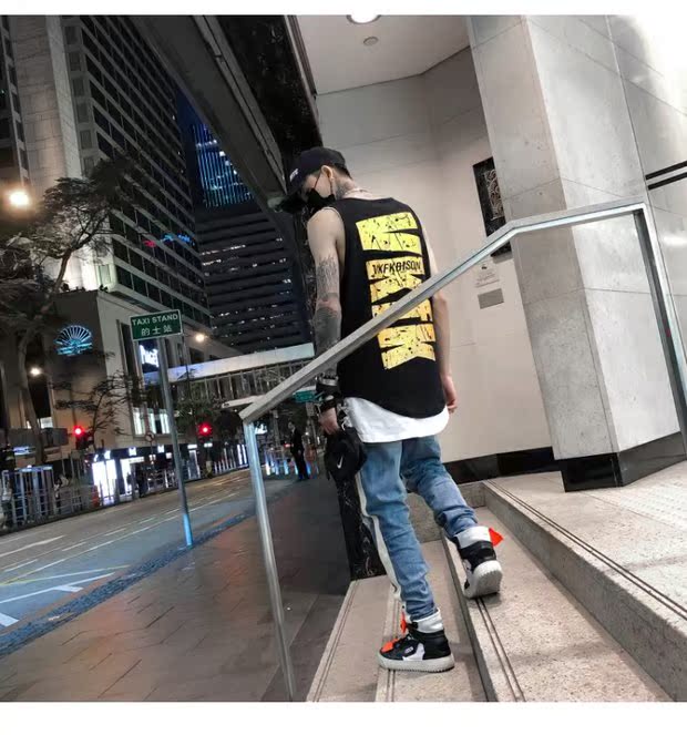 Tide thương hiệu xu hướng thể dục lỏng lẻo chữ nam và nữ mồ hôi vest áo không tay chạm đáy hip hop đường phố áo thun béo - Lót áo thun nam thể thao