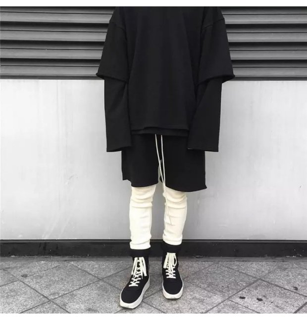 Mùa hè châu Âu và châu Mỹ hoang dã Quần short Harlan nam đường phố cao kanye xu hướng giặt tối màu cũ mặc quần thô thô - Quần short quần jean nam hàng hiệu