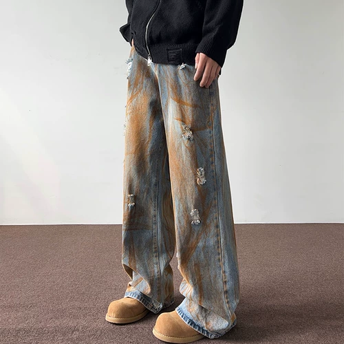 Японские осенние прямые свободные джинсы, штаны для отдыха в стиле хип-хоп, в американском стиле