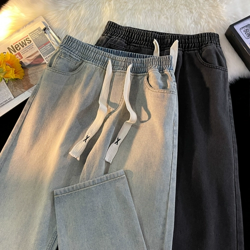 Осенние цветные джинсы для отдыха, японские штаны, эластичная талия, в американском стиле