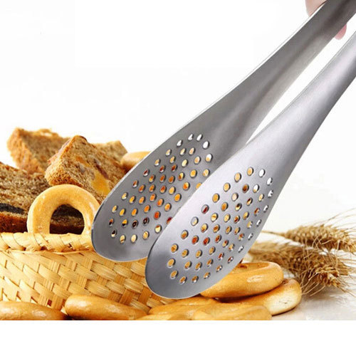 Thickened and lengthened cooked food clip kitchen stainless steel food clip barbecue baking biscuits steamed bread steak clip