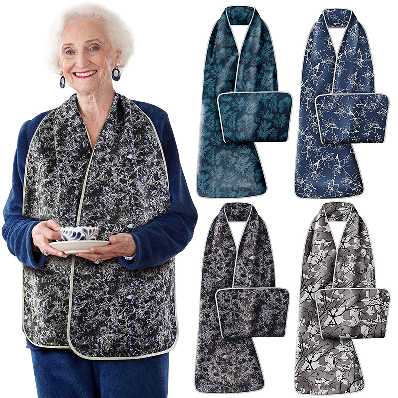 Elderly Bib, Adult Dining Bib, Waterproof Bib for the Elderly, Scarf for Eating, Oil-Proof, Dirt-Proof, Fashionable Smock Apron