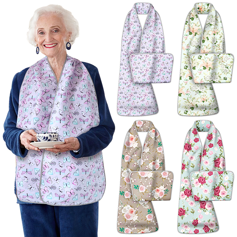 Elderly People Use Scarves and Bibs for Eating, Adult Bibs for Eating, Waterproof Bibs for the Elderly, Oil-Proof and Dirt-Proof, Fashionable Smocks and Aprons