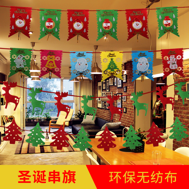 Christmas decorations Christmas flag string flag hanging flag hotel shopping mall supermarket bar shopping mall layout pendant hanging flag