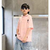 Summer loaded short sleeves polo shirt boy 2021 new ocean air loving stamp easing CUHK child half sleeve T-shirt tide