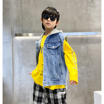 Spring Loaded Cowboy Splicing Horse Chia Boy 2021 New Yangqi Fashion CUHK Tong Liancap jacket No sleeve Shoulder Damp