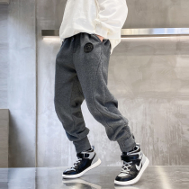  2021 new spring childrens threaded sweatpants boys Korean version of handsome loose casual knitted pants in the big childrens trend