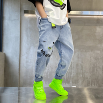 Boy harbor wind as old jeans 2021 new spring clothing foreign air relaxation CUHK children casual pants long pants trend