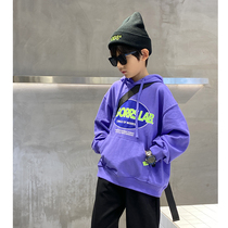 2021 new spring loaded with cap sweatshirt boy harbor wind printed childrens hooded sweatshirt for the big boy jacket trend
