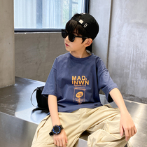 2021 new summer dress printed short sleeve boy harbor wind polo loose round collar T-shirt CUHK child half sleeve child tide