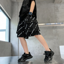 2021 new summer clothing children tooling shorts male foreign air letters printed big pockets 50% pants CUHK children midpants