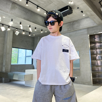 2021 new children summer dress round collar short sleeve male Korean version of the ocean gas loose printed T-shirt CUHK Scout half sleeve trend