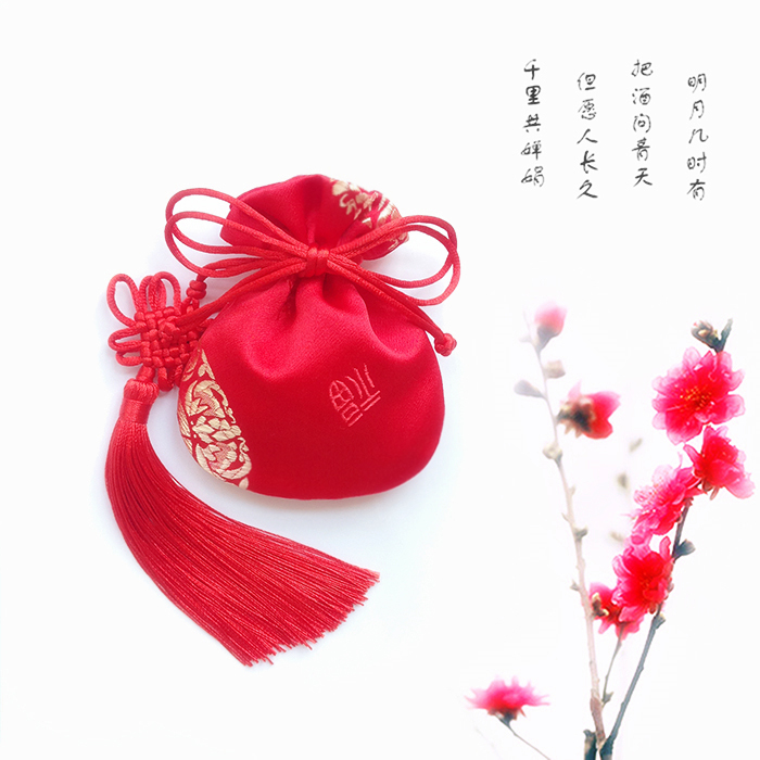 New pure hand-made red bag bag fragrance beam pocket bag bag hair fu bag paste bag with the hair