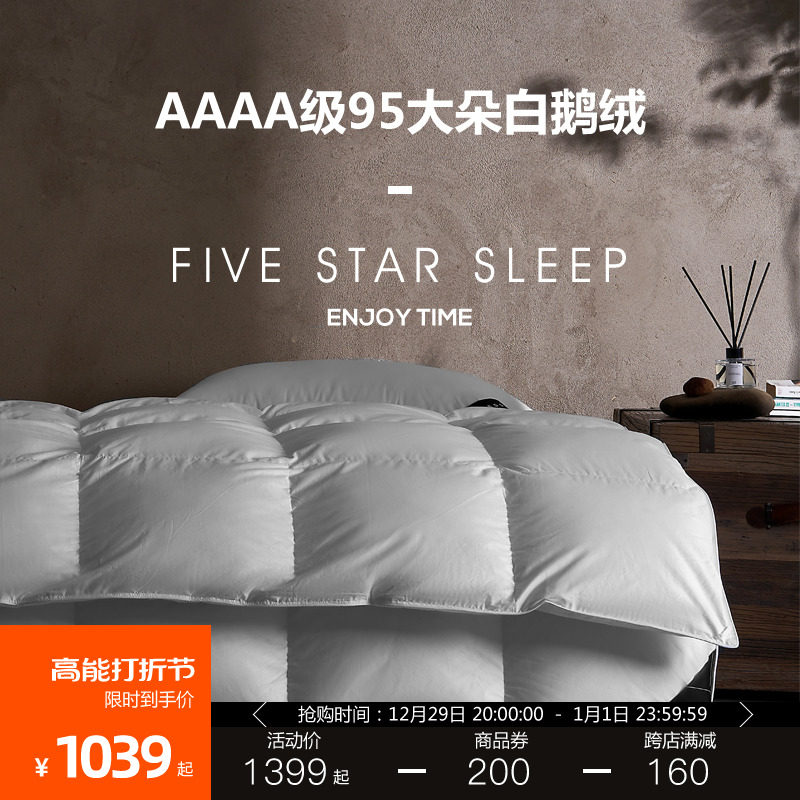 YASSIA down quilted by 95 white goose down winter by 160 full cotton thickened warm spring and autumn quilt five-star hotel-Taobao