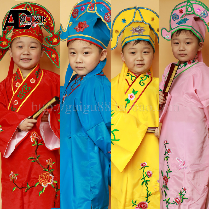 Young Children Ancient Clothes Hanfu Boy boy Tang Dynasty Ancient Tang Bohu Wishing Branches Mountain Opera Costumes to Perform Costumes