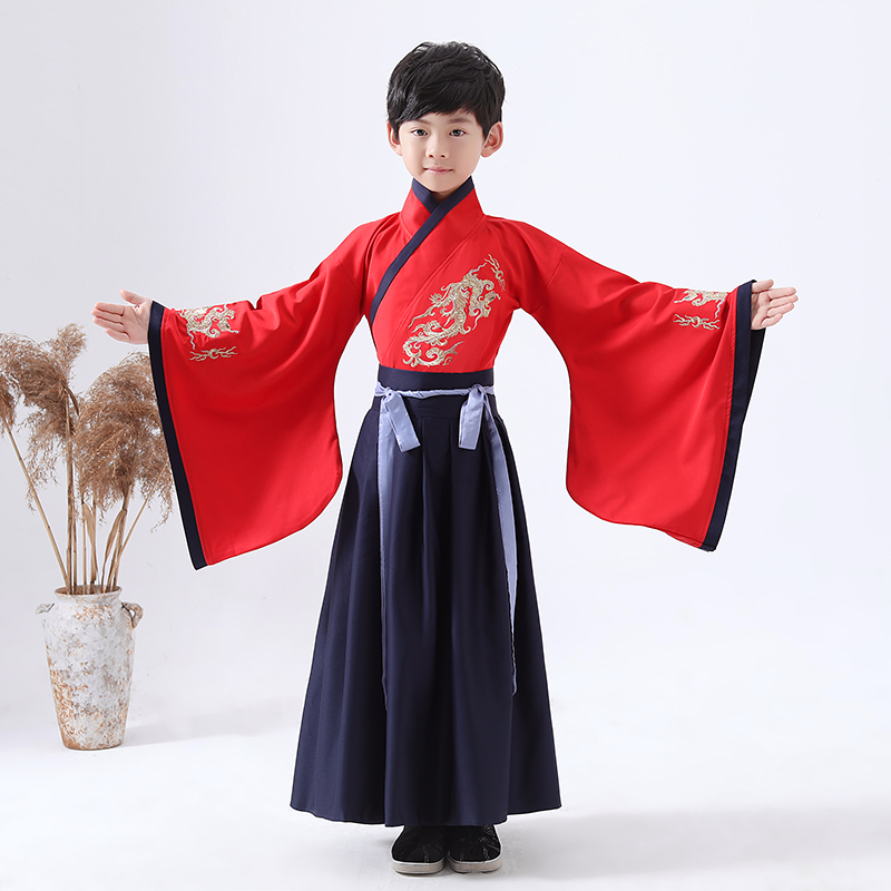 Young Children Ancient Dress Boy Hanfu Young Boy Ancient Taiko Gongzi Less Lord Ancient Poetry Recital Performance Costumes
