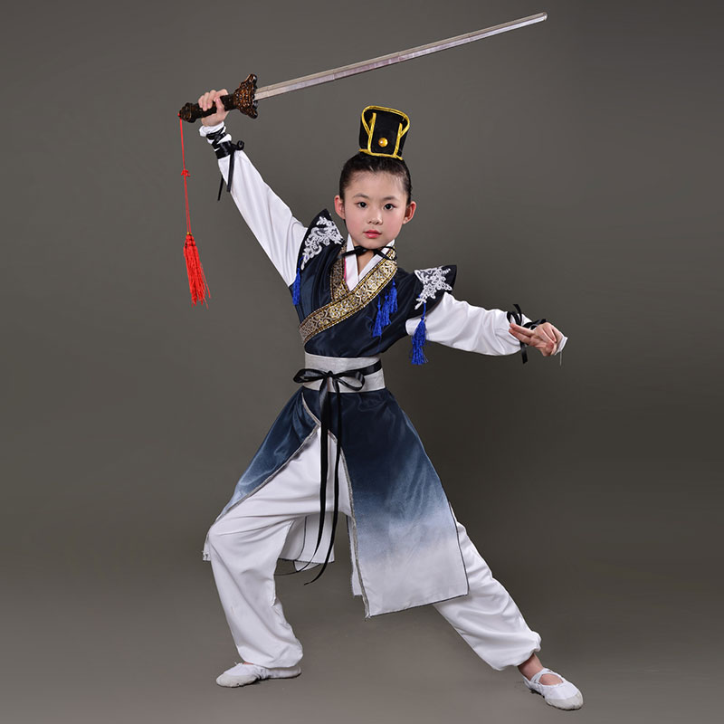Young children's ancient costume Hanfu boy little boy Tang dynasty ancient childe chivalrous chivalrous martial arts performance costume
